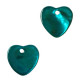 Shell charm round 8mm Heart 9-11mm Teal blue